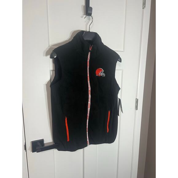 NEW Cleveland‎ Browns Full-Zip Fleece Vest Black NFL Collection NWT Men Large - Picture 2 of 8